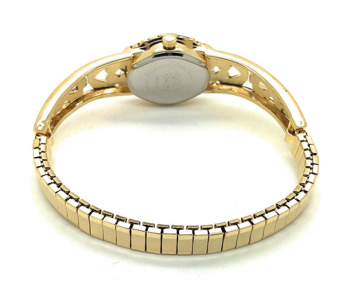 VERSALES Ladies Elegant Oval Marcasite Stretch Elastic Band Fashion Watch Varsales – back view and specifications