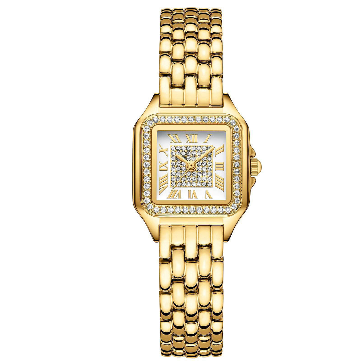 FROVBOR Gold Watches for Women Vintage Rectangular Case Diamond Roman Dial – Gold