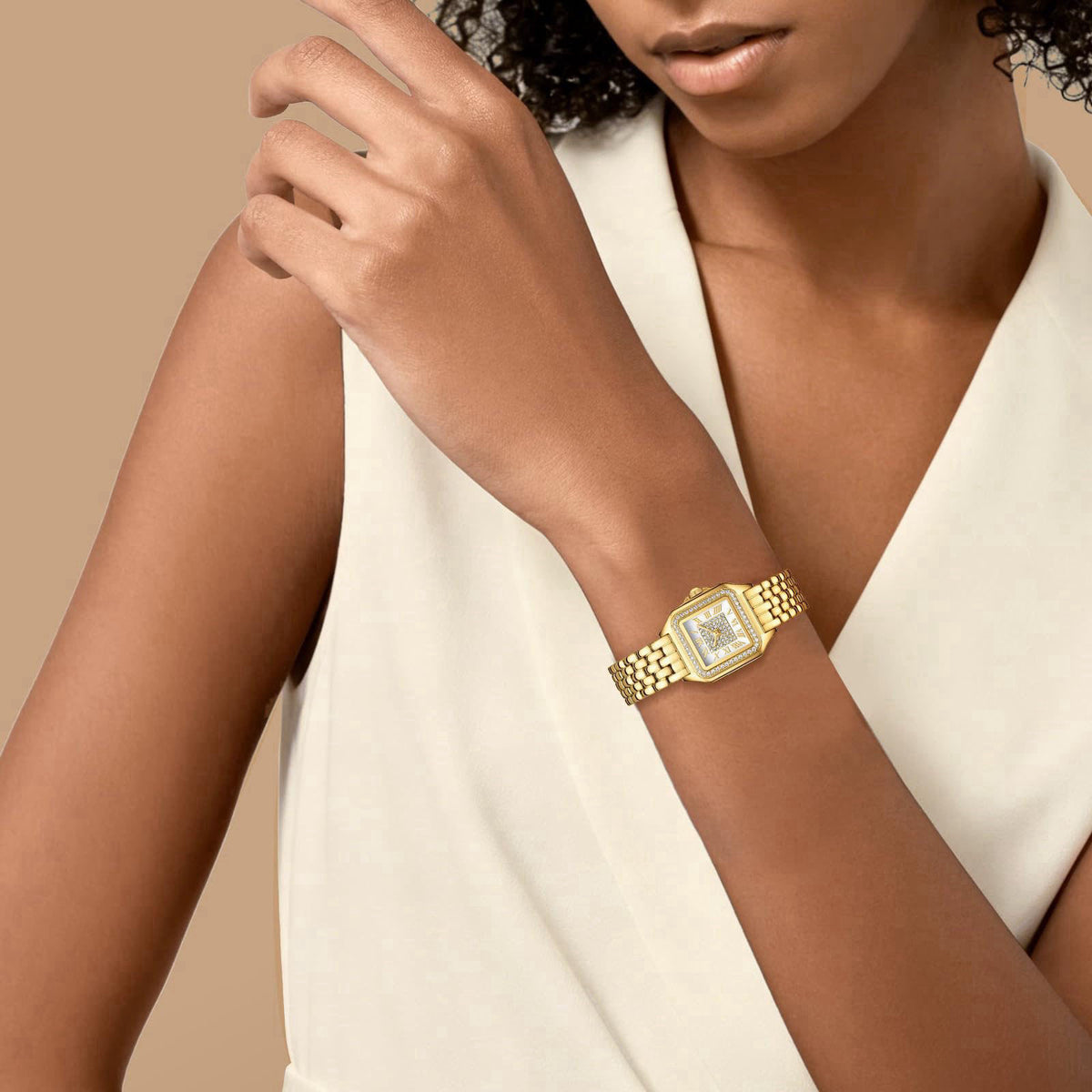 FROVBOR Gold Watches for Women Vintage Rectangular Case Diamond Roman Dial – alternate angle