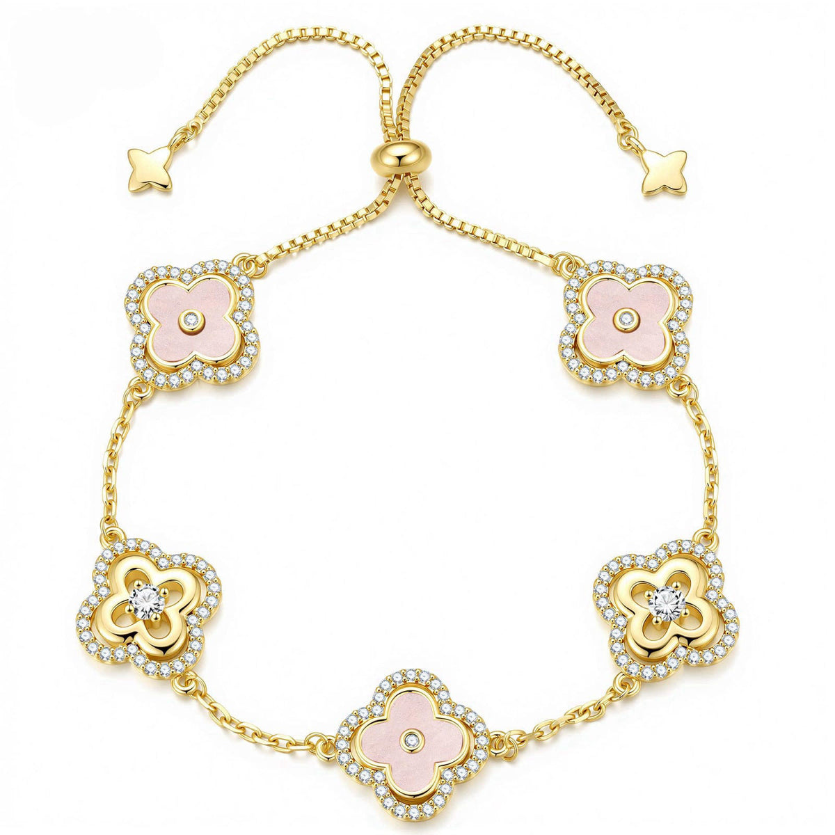 Turandoss 14K Gold Plated Clover Bracelet for Women Lucky Jewelry Gifts – product photo (Link)