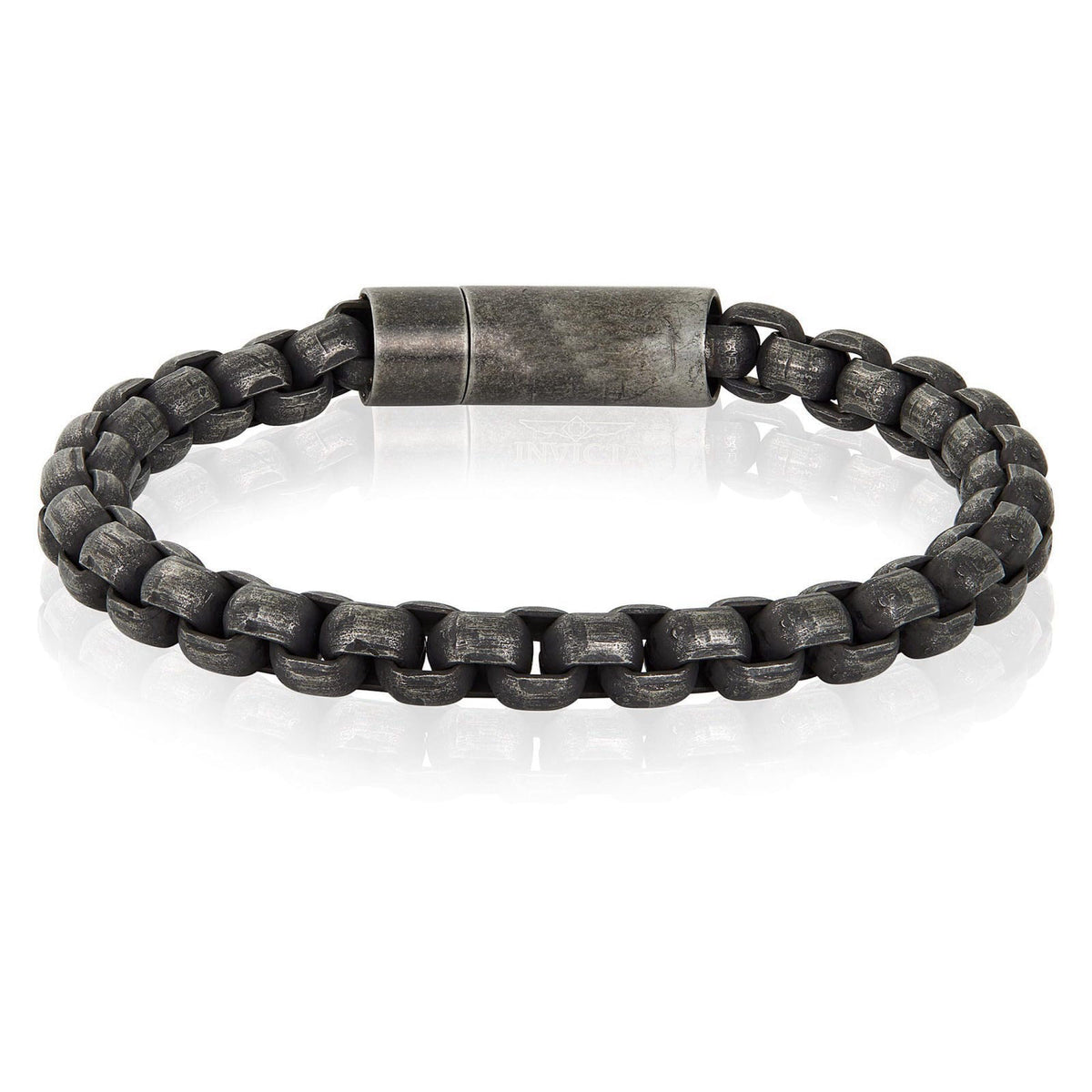 Invicta Jewelry Men's Polished Box Chain Steel Cuff Bracelet (8mm) - 9" – Gunmetal, One Size