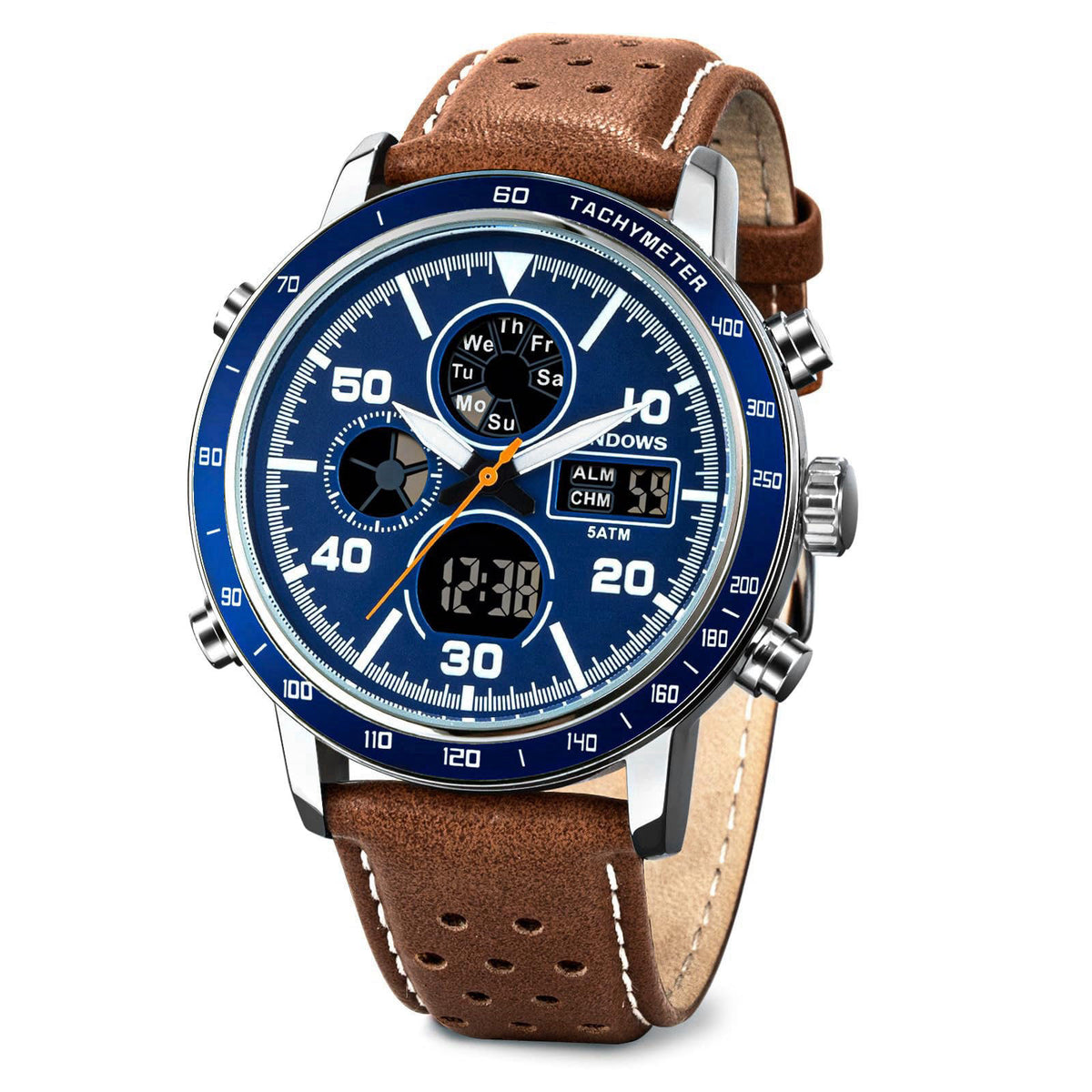 PINDOWS Mens Digital Analog Watches, Multifunction Sport Casual – alternate angle