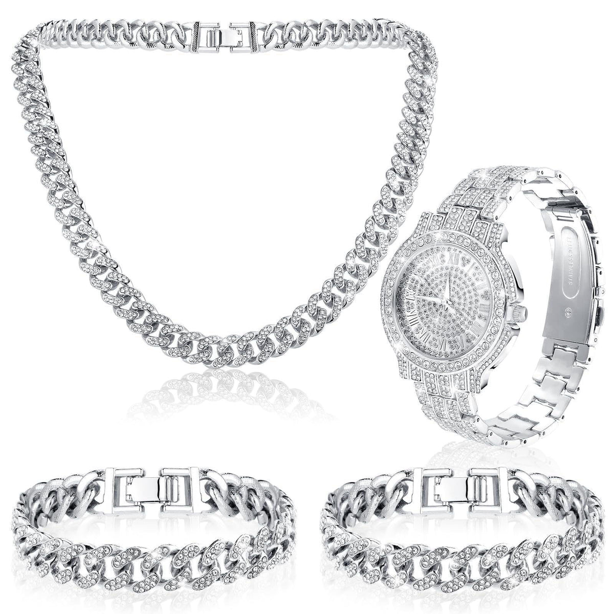 Huquary 4 Pcs Diamond Watch Halloween Costumes Link Chains – product photo (Jewelry)
