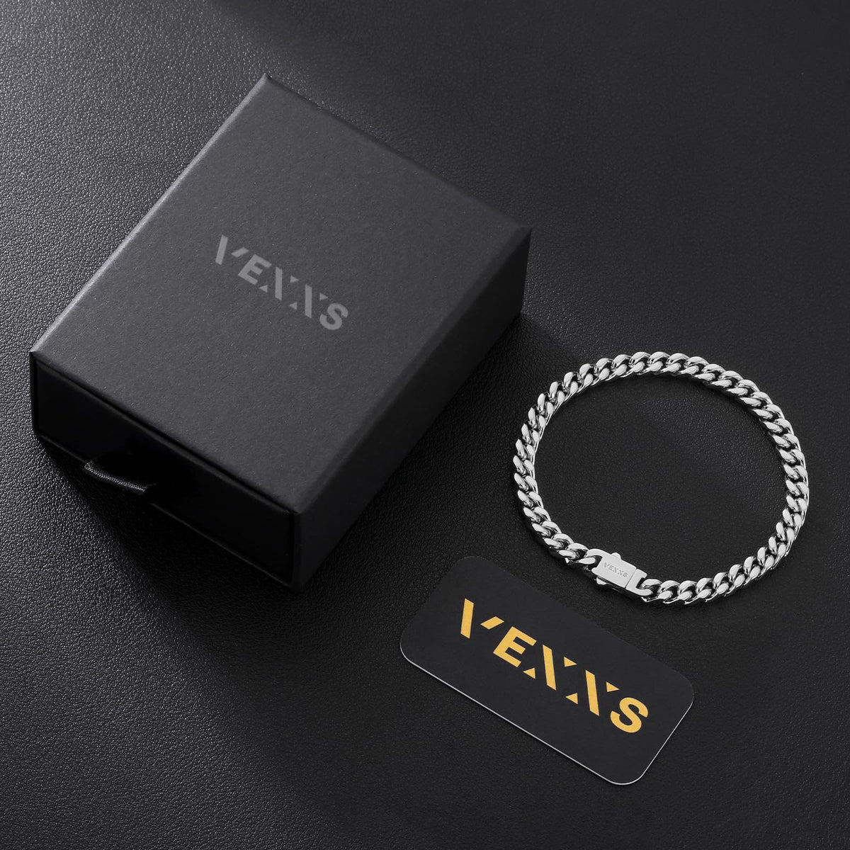 VEXXS Cuban Link Bracelet Flat Cut, 18K Real Gold Filled Stainless Steel Gold Bracelet, Durable No Color Fading 5mm 7mm 
