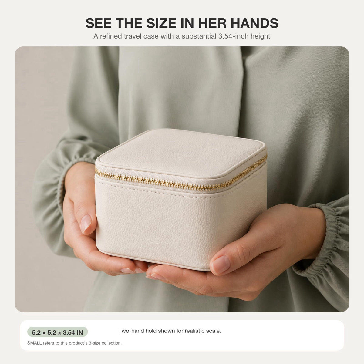 VLANDO Travel Jewelry Box Organizer with 6 Zippered Pouches, Offwhite – full view