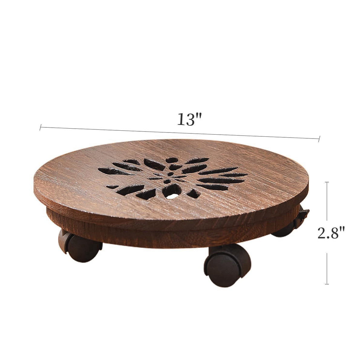 GZQWDC Wooden Plant Stand with Wheels,Rolling Planter Caddy,Heavy Duty – packaging and label