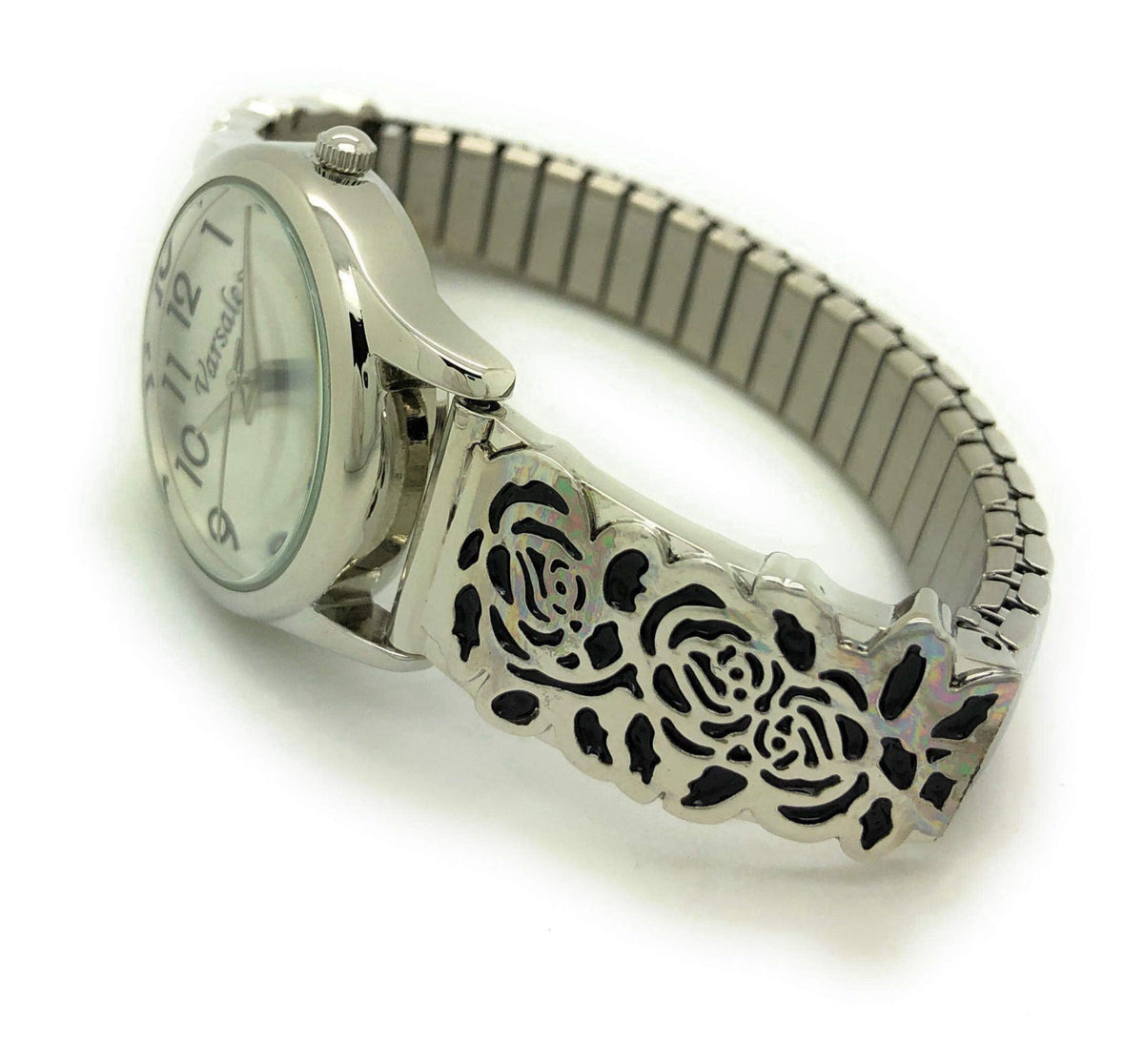 VERSALES Ladies Elegant Floral Flower Stretch Elastic Band Fashion Watch Varsales – full view