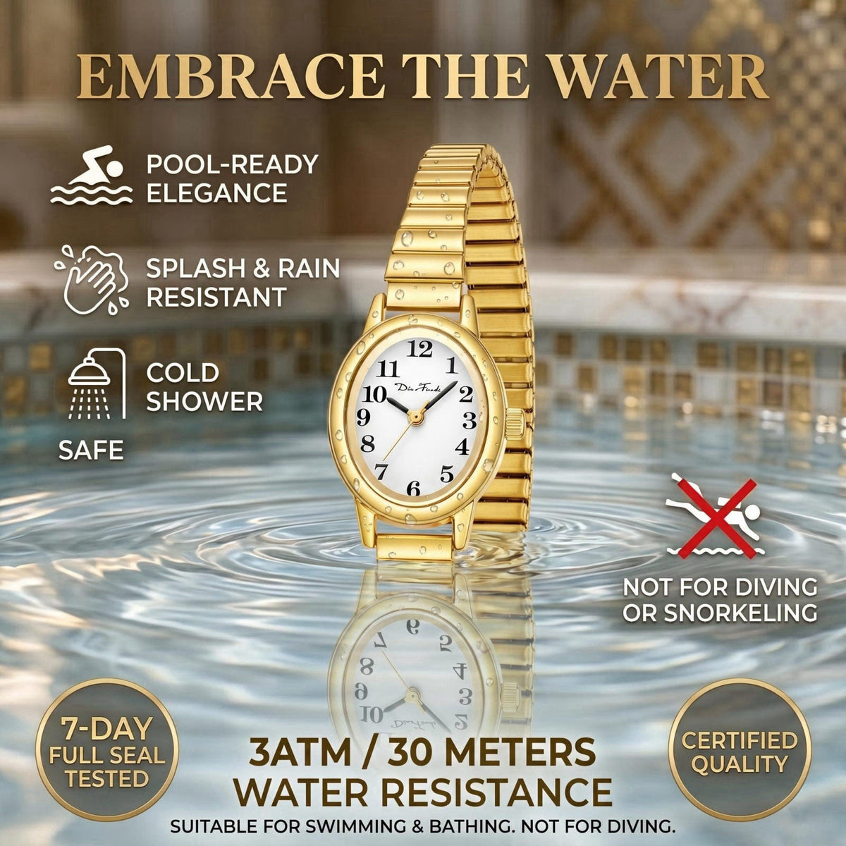 Diaofendi 3 Sizes (S/M/L) Small Gold Watches for Women - Fit 5"-8" Expansion Band, Valentine's Day Gifts for Mom