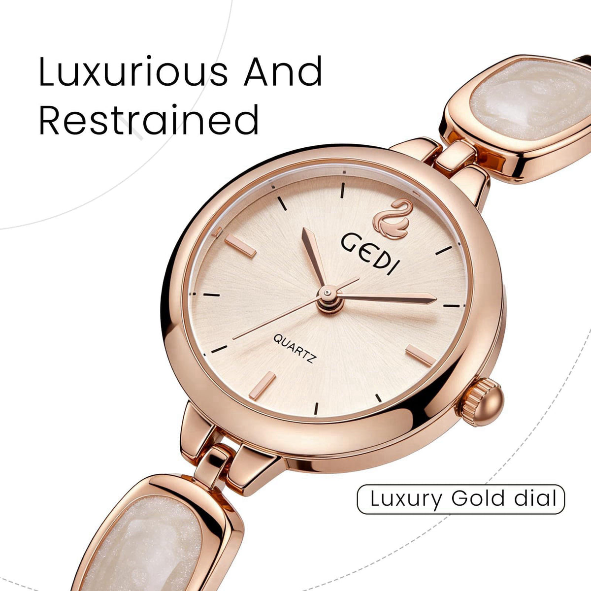 XG.&co Vintage Pearl Bracelet Watch for Women - Elegant 25mm Petite Dial Quartz Watch, 30M Waterproof Adjustable Slider 