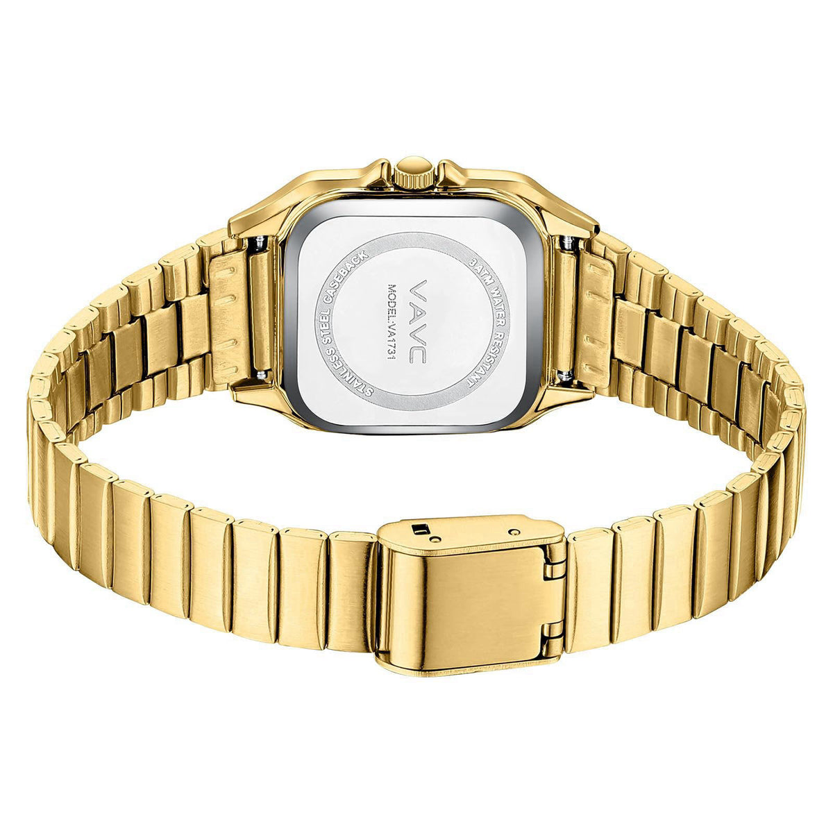 VAVC Small Gold Watches for Women Vintage Ladies' Diamond Watch with Rectangular Case,Minimalist Dial,Stainless Steel Ba