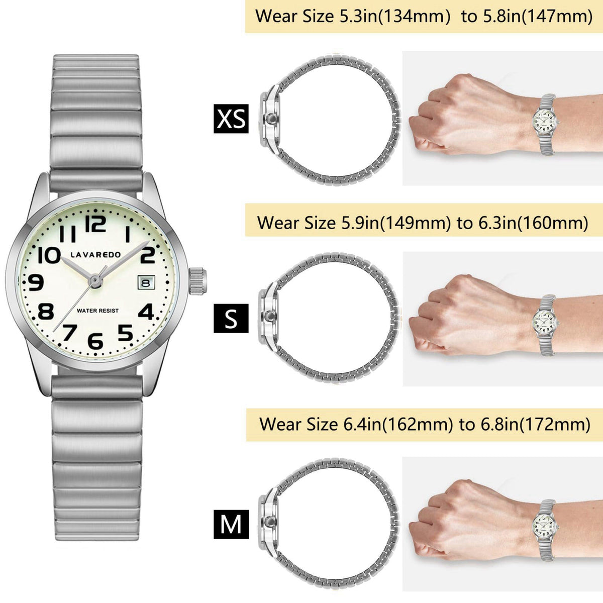 VTAIGE Gold Watches for Women Small Wrist Ladies Stainless Steel Expansion – back view and specifications