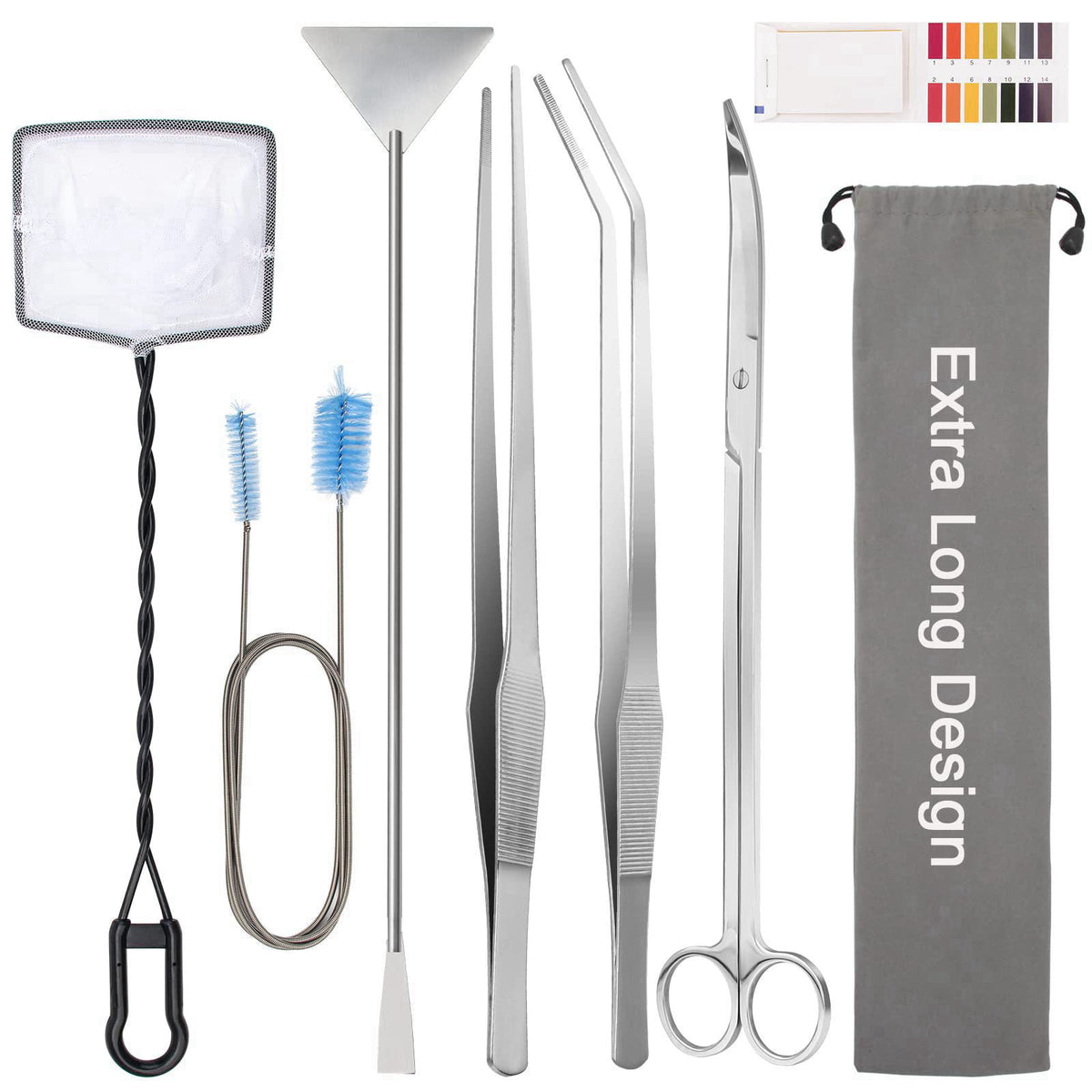 Extra Long Aquarium Aquascaping Tools Kit 8 in 1, Liveek Stainless Steel Aquarium Plant Tools Long Fish Tank Aquascape T