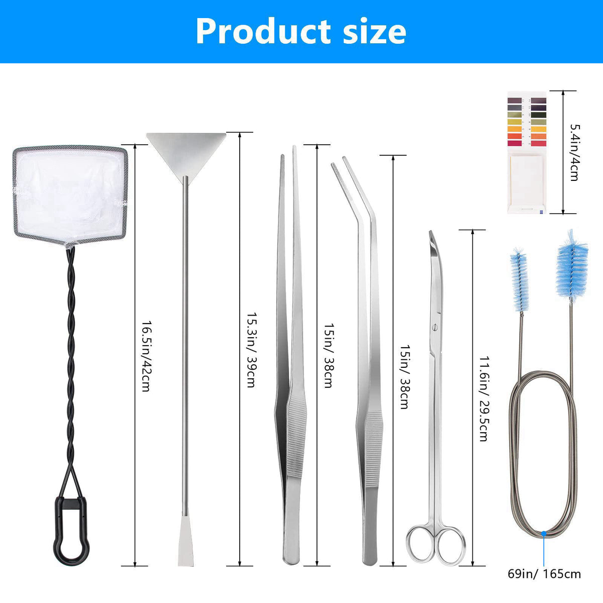 Extra Long Aquarium Aquascaping Tools Kit 8 in 1, Liveek Stainless Steel Aquarium Plant Tools Long Fish Tank Aquascape T