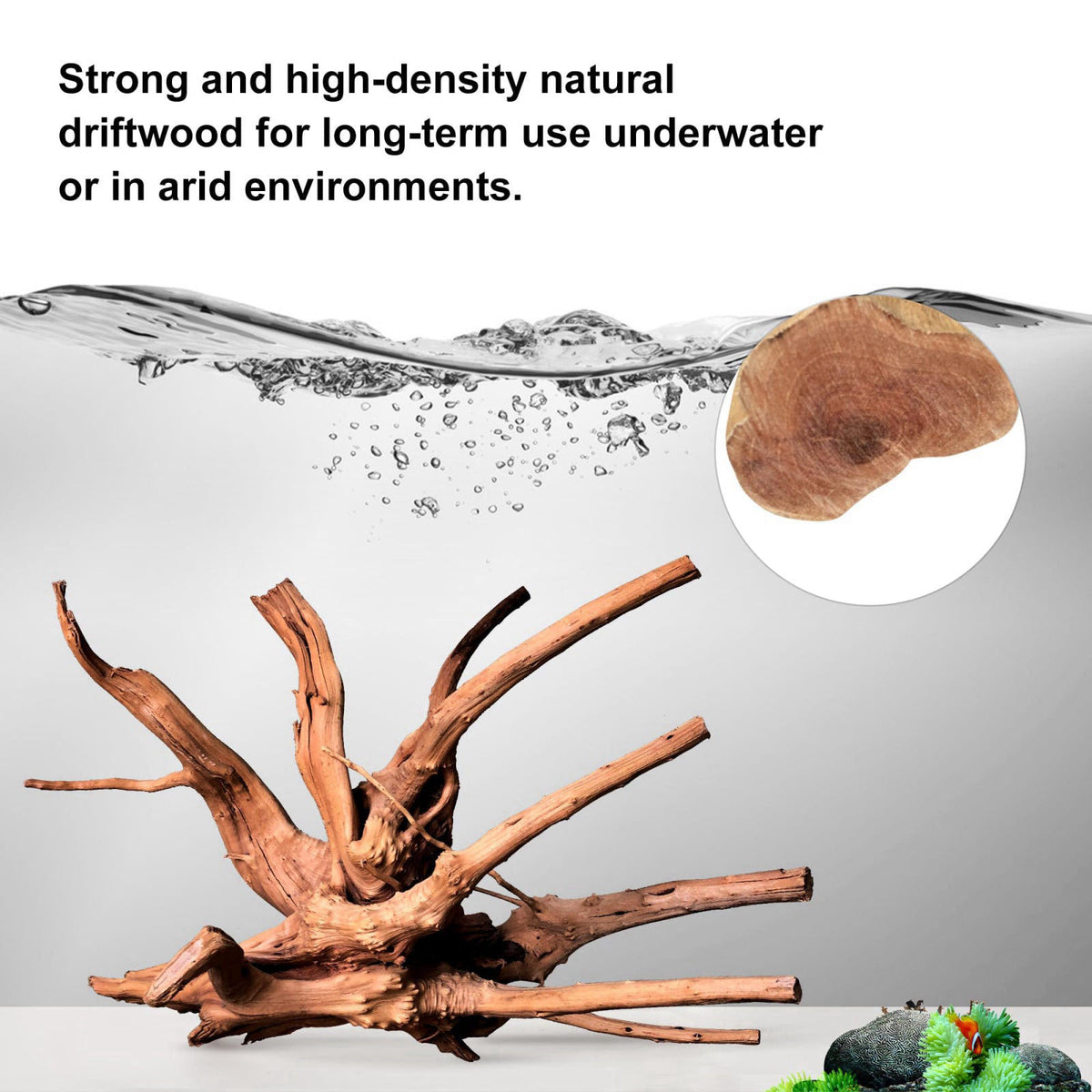 majoywoo Natural Driftwood for Aquarium Decor Fish Tank Decor Reptile Decor – packaging and label