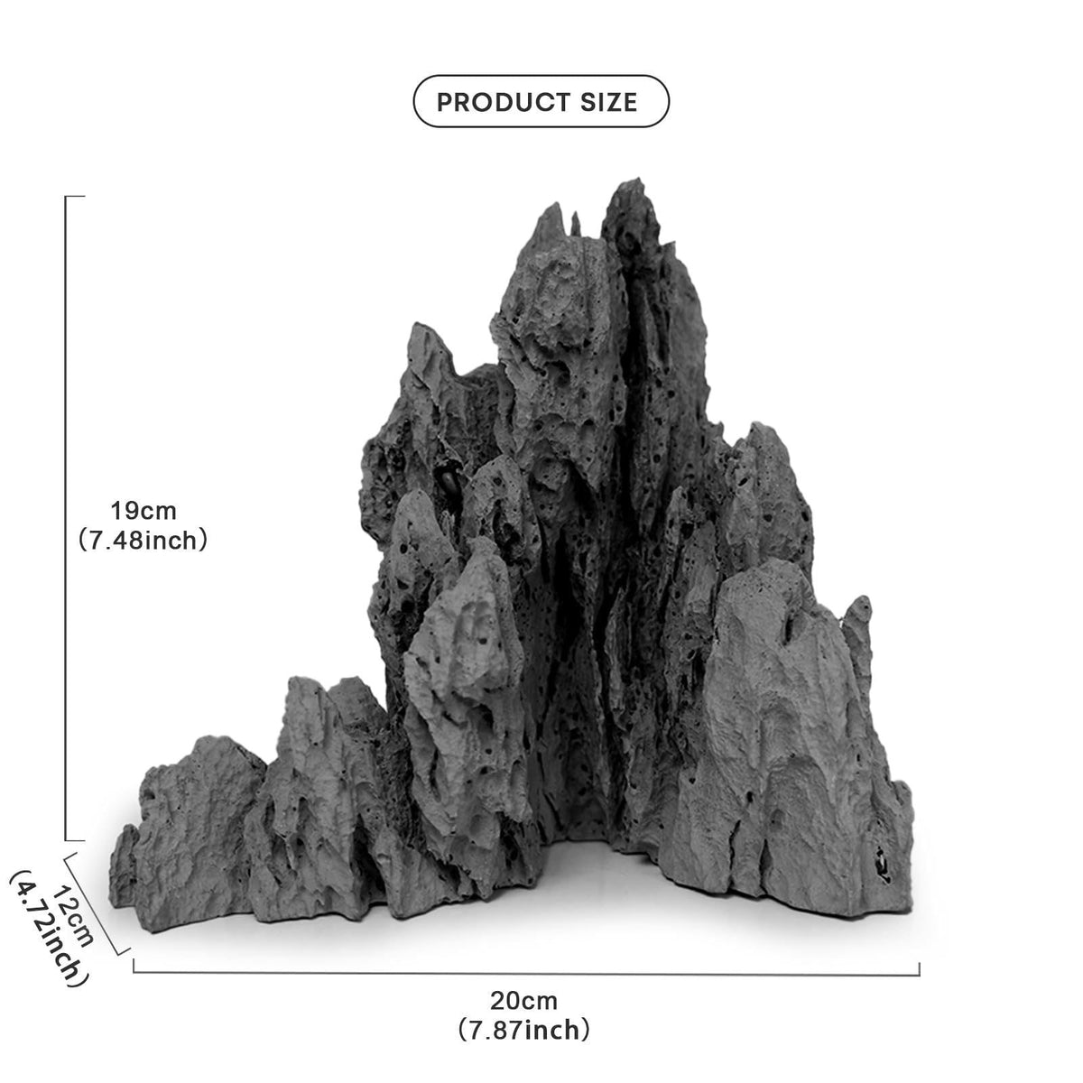 FZONE Aquarium Rocks, Micro Resin Seiryu Rock, Aquascaping Hardscape Decor – close-up detail in grey Dark Brown grey gre