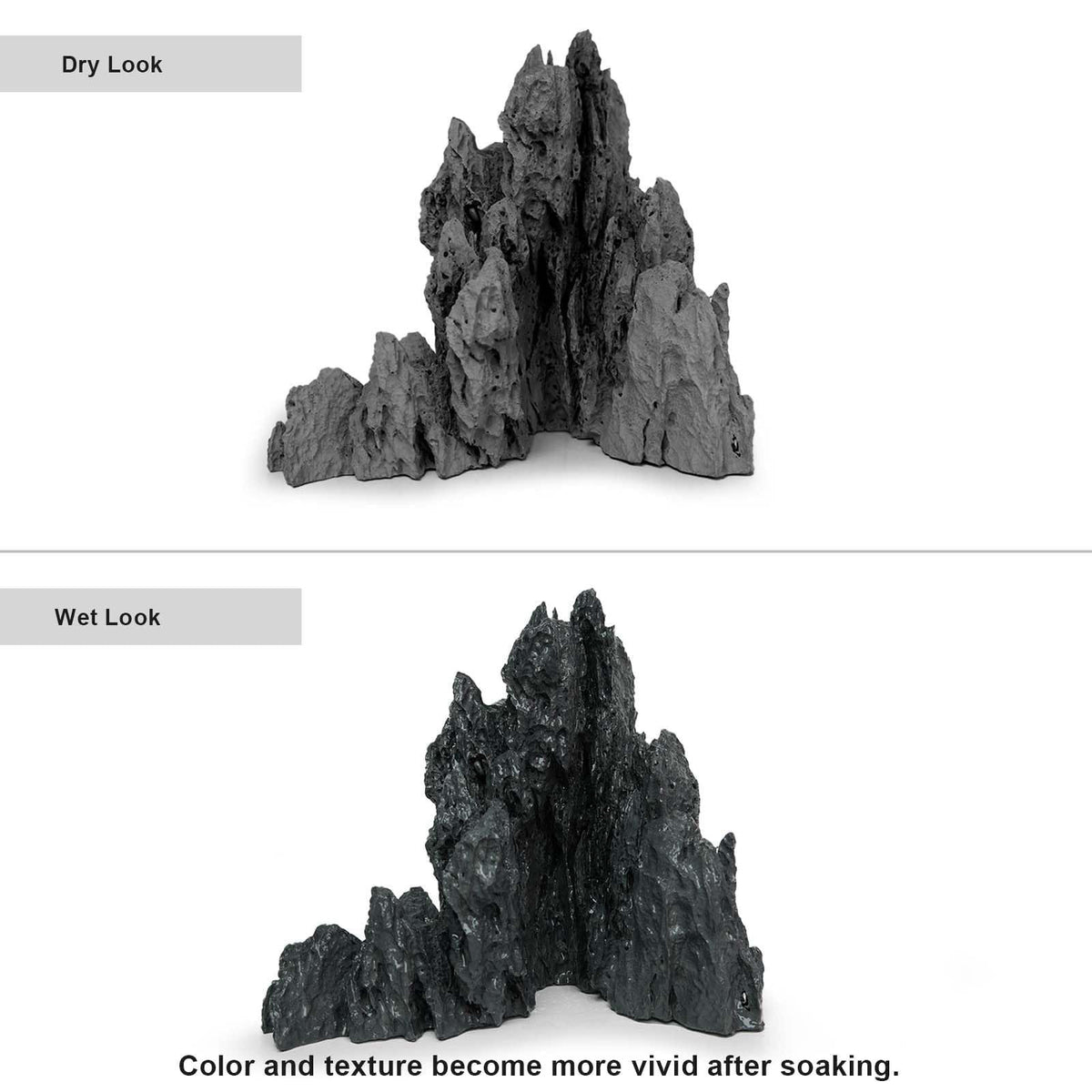 FZONE Aquarium Rocks, Micro Resin Seiryu Rock, Aquascaping Hardscape Decor – full view, size 02 Seiryu Stone 7.48" ×