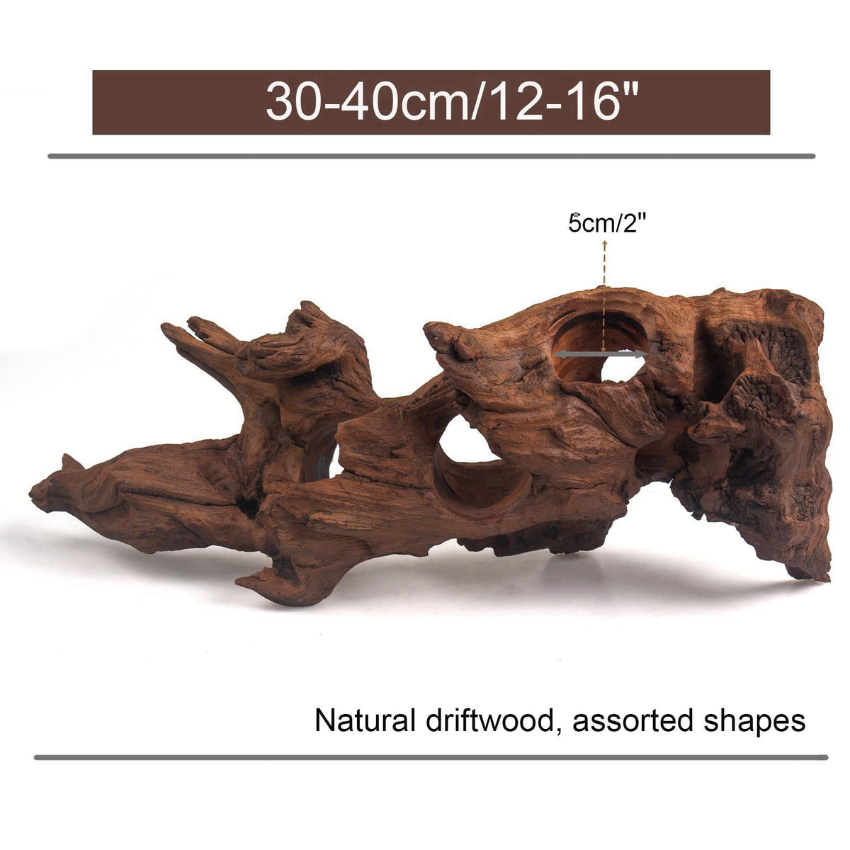emours Porous Natural Driftwood for Aquarium, Aquascaping Driftwood with Holes, Hand-Selected Tunnels & Hideouts, Aquasc