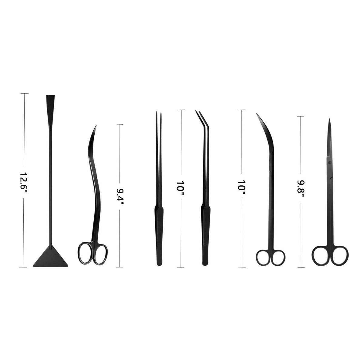 KnR Harmony Aquascaping Tools 7 in 1 Kit Aquarium Plant Scissors Tools Set Curved & Waved Scissor Tweezers Spatula Stain