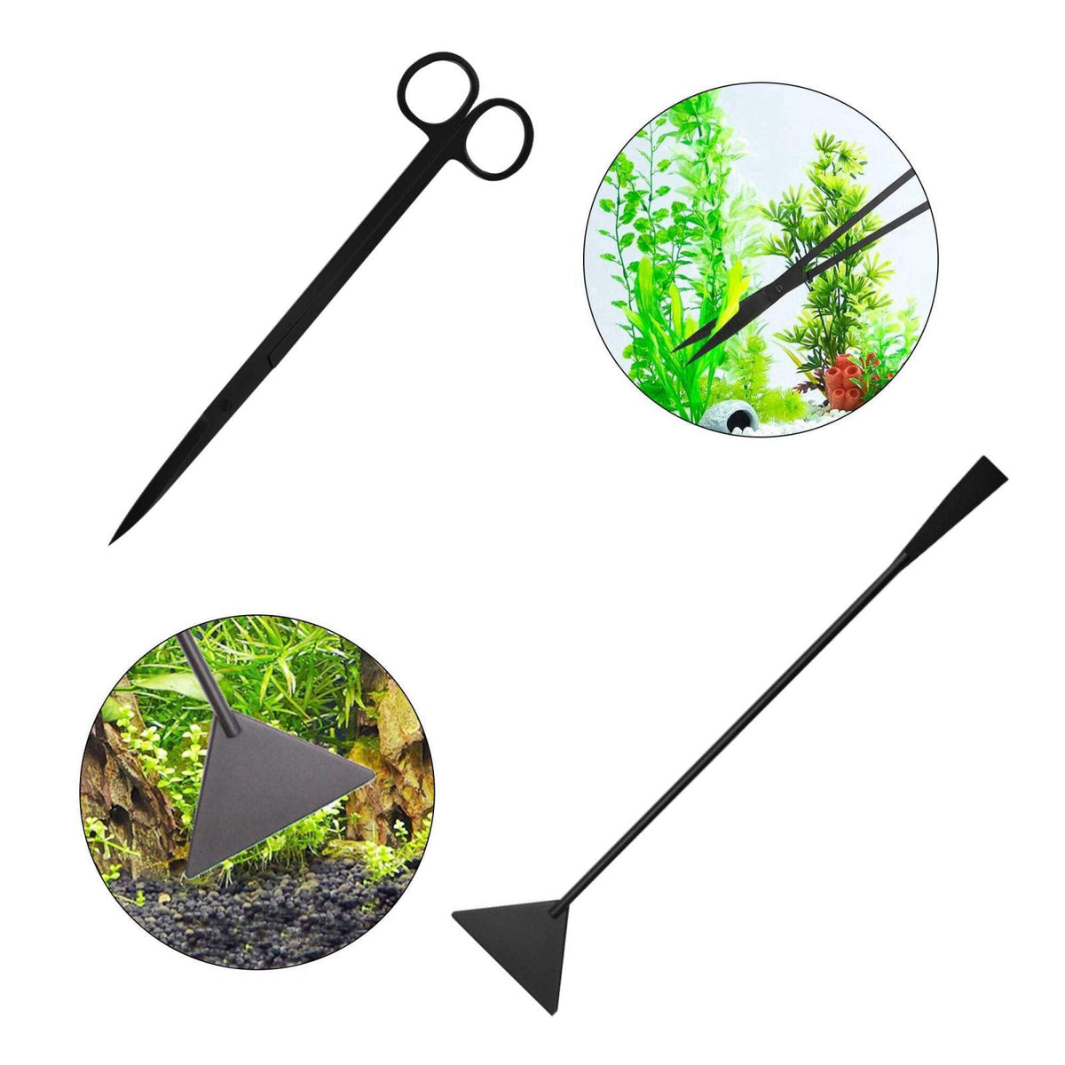 KnR Harmony Aquascaping Tools 7 in 1 Kit Aquarium Plant Scissors Tools Set Curved & Waved Scissor Tweezers Spatula Stain