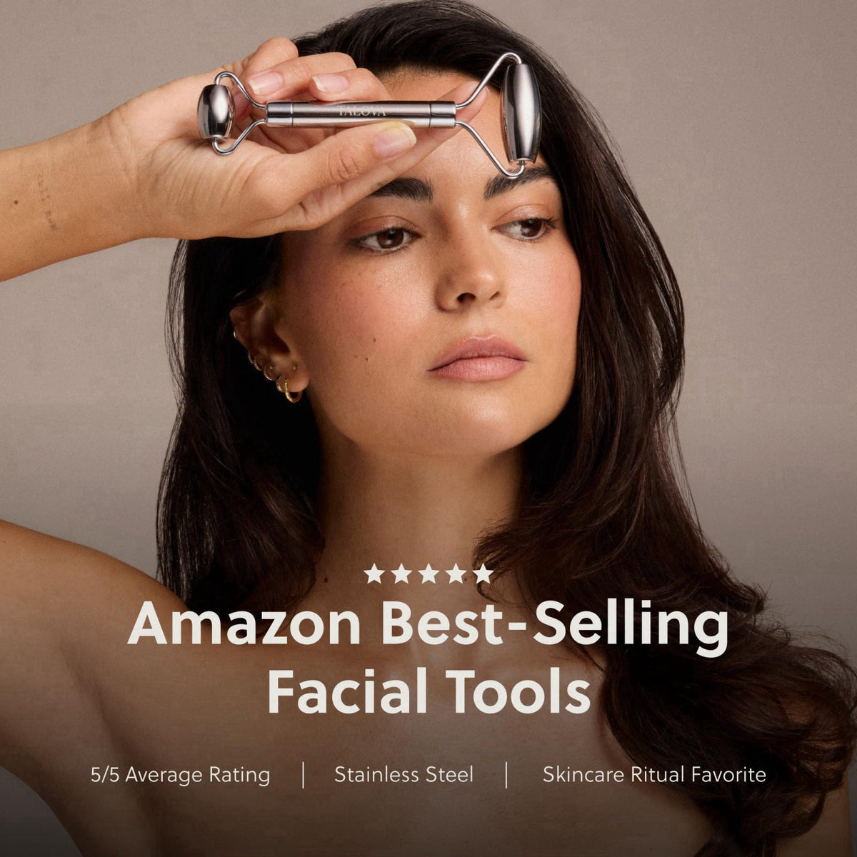 TALOVA 304-Grade Stainless Steel Facial Roller – packaging and label