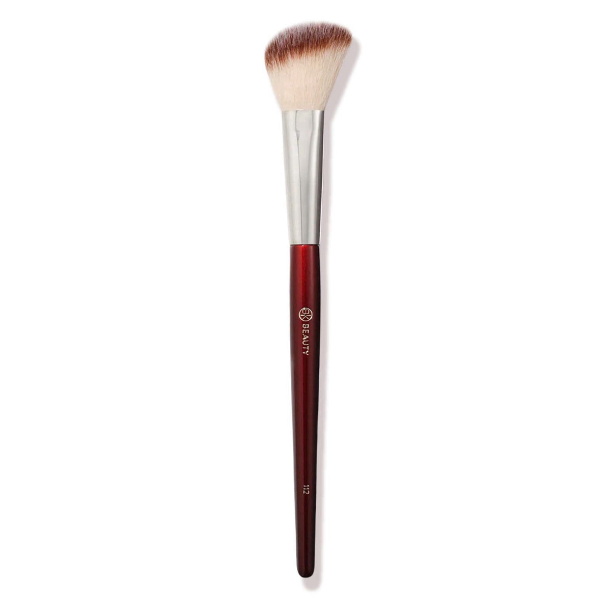BK BEAUTY 112 Small Angled Blush Brush for Powder, Cream & Liquid – Burgundy, Synthetic