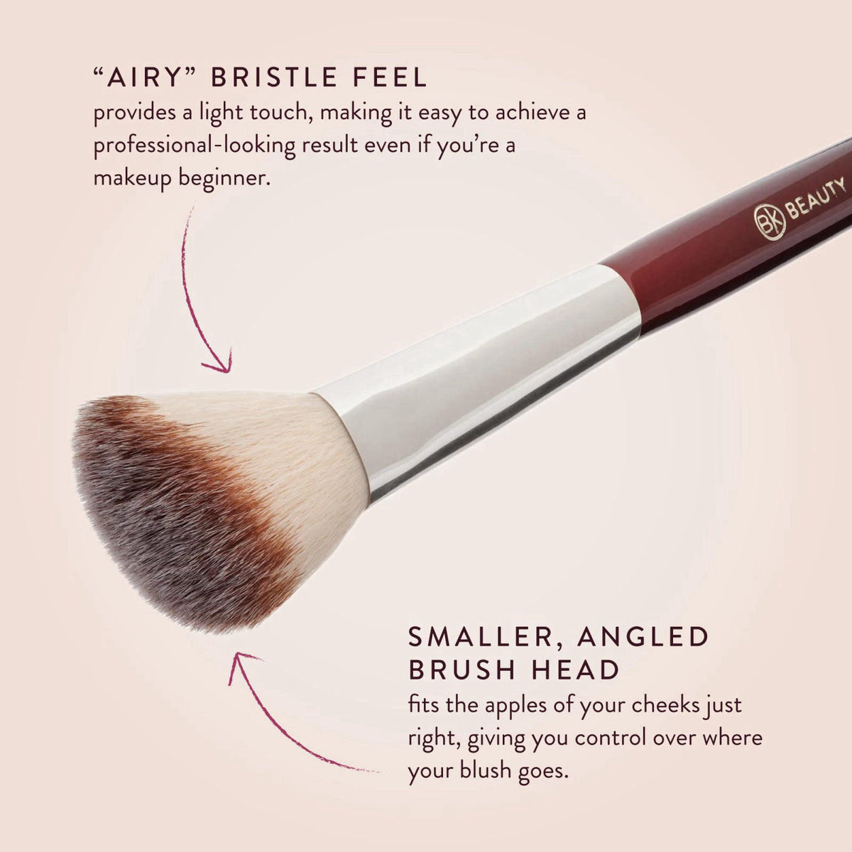 BK BEAUTY 112 Small Angled Blush Brush for Powder, Cream & Liquid – packaging and label