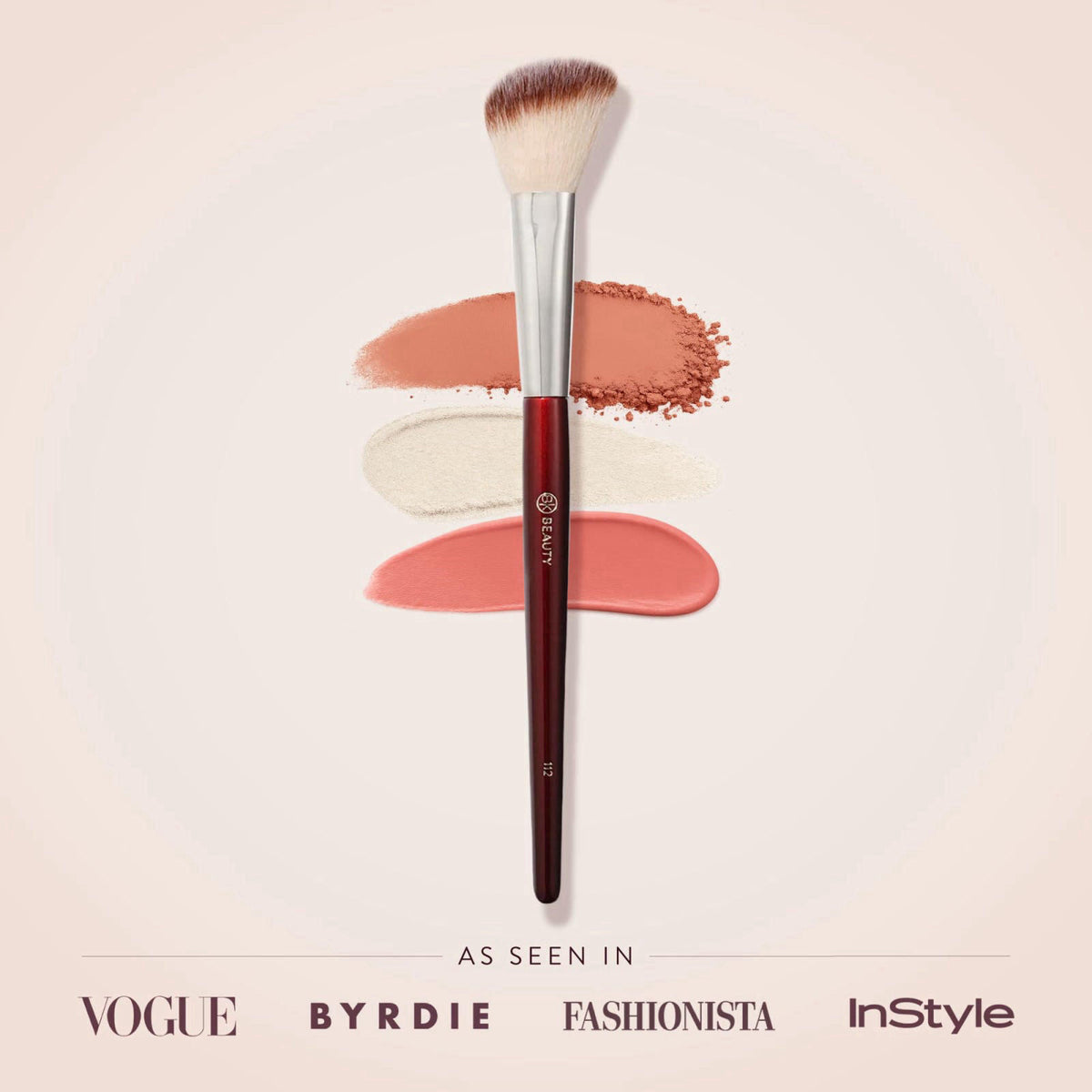 BK BEAUTY 112 Small Angled Blush Brush for Powder, Cream & Liquid – full view