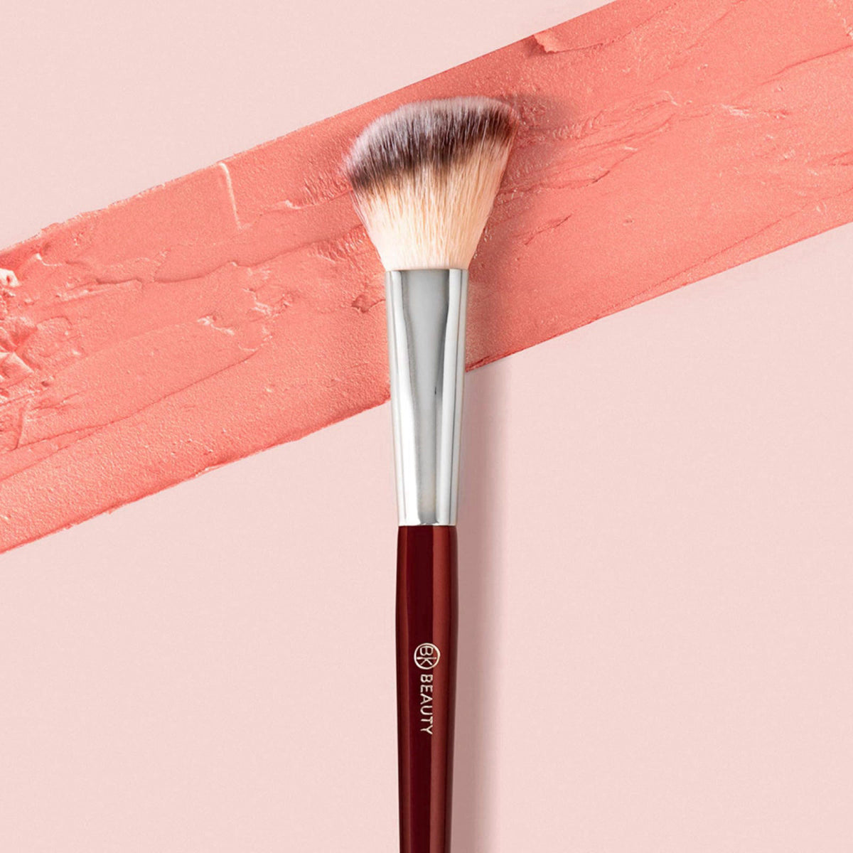 BK BEAUTY 112 Small Angled Blush Brush for Powder, Cream & Liquid – back view and specifications