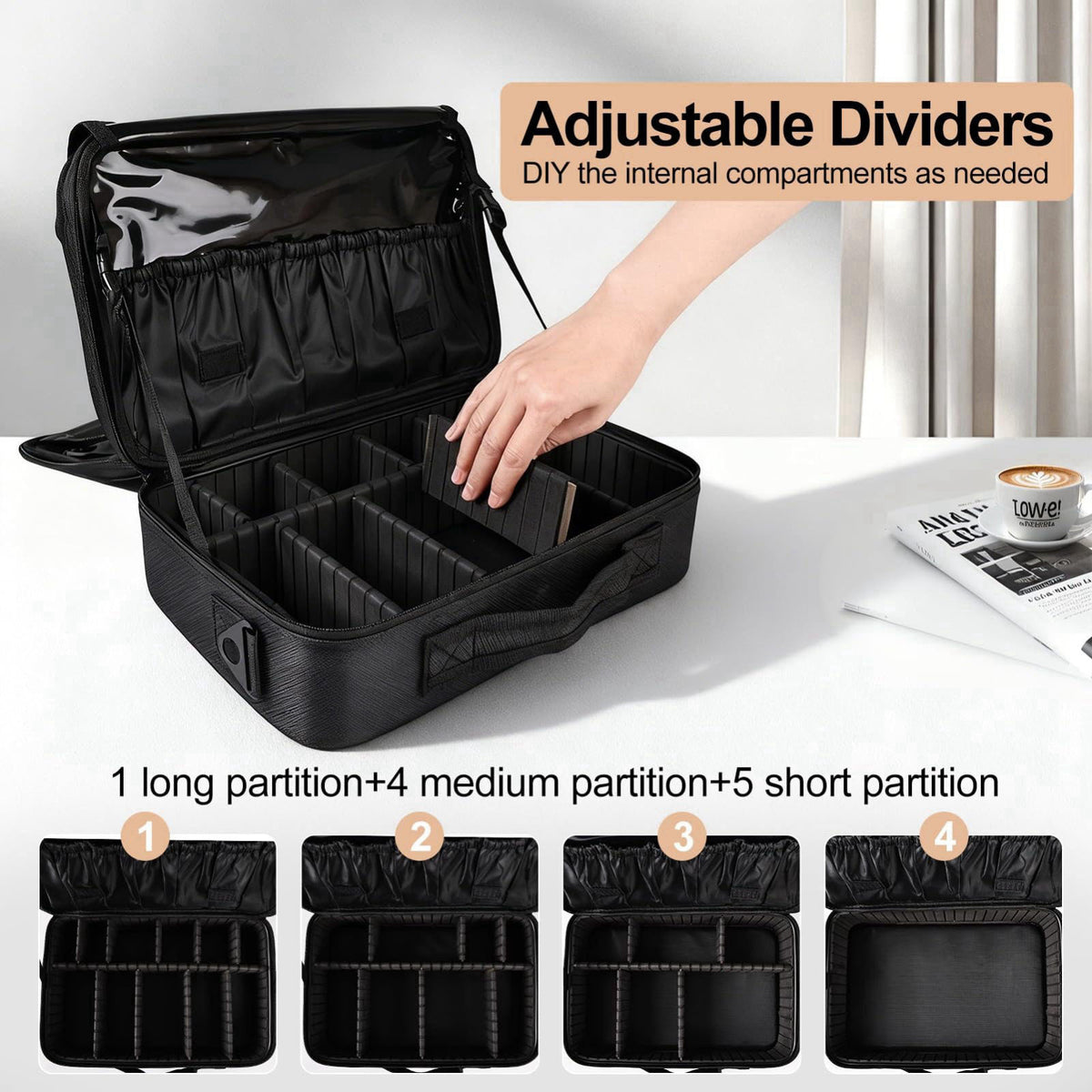 Greenfeather Travel Makeup Bag, Professional Cosmetic Train Case Organizer, Portable Travel Cosmetic Brush Bag Holder Ma
