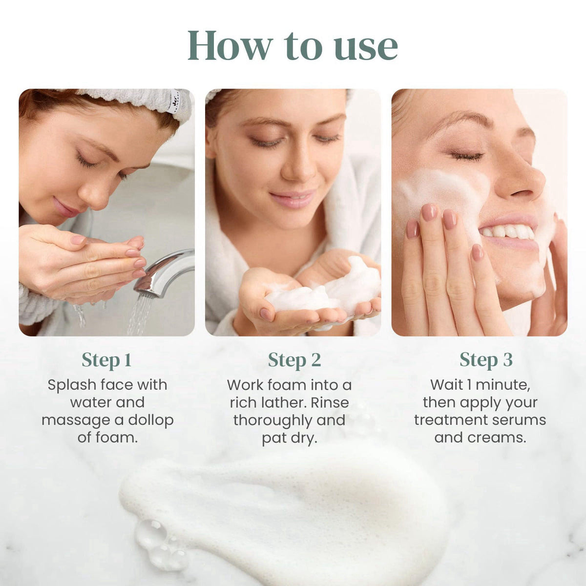 IKI Skincare Kirei Calming Foam Cleanser - Hydrates & Softens Skin - 200ml – back view and specifications