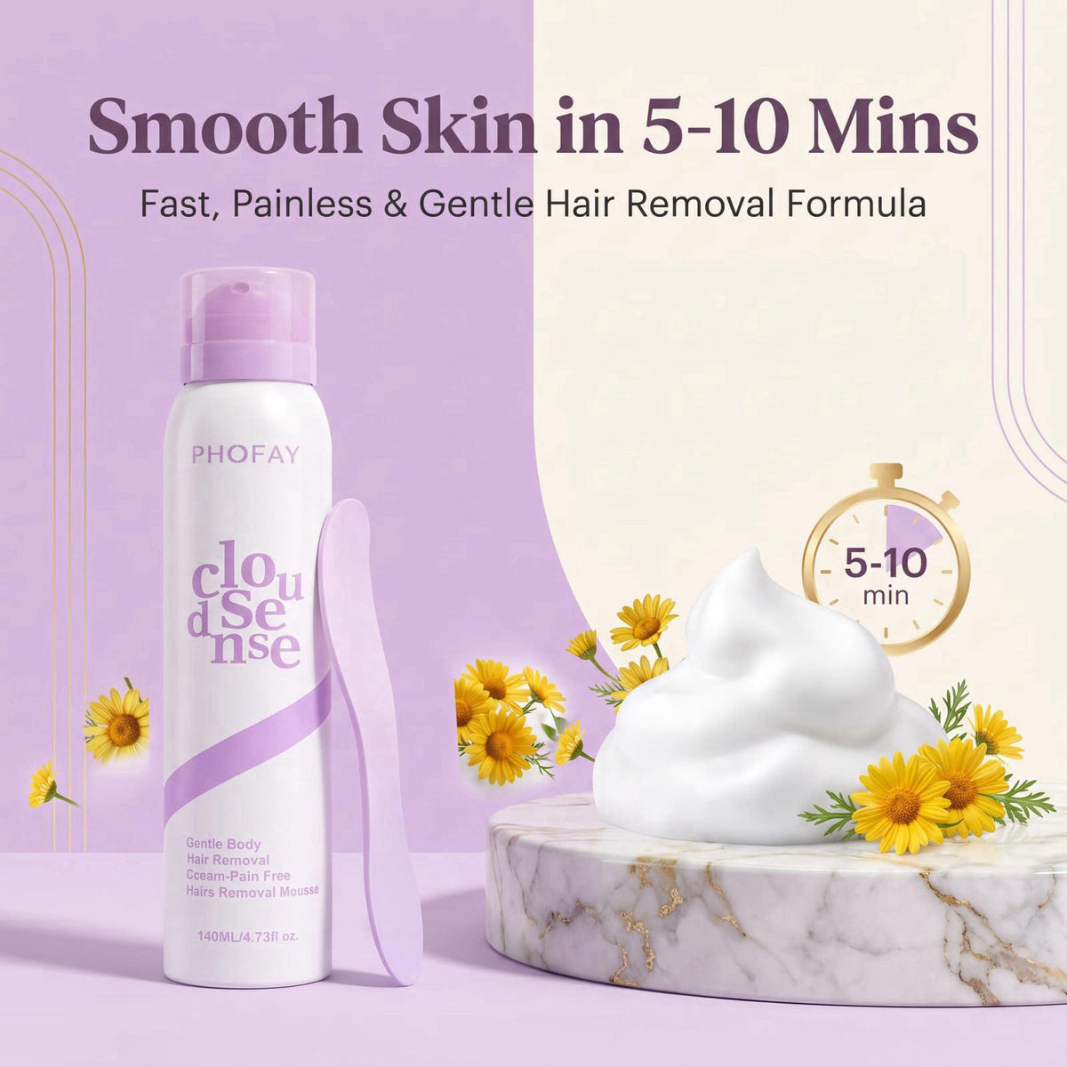 PHOFAY Cloud Sense Gentle Formula Hair Removal Spray – close-up detail