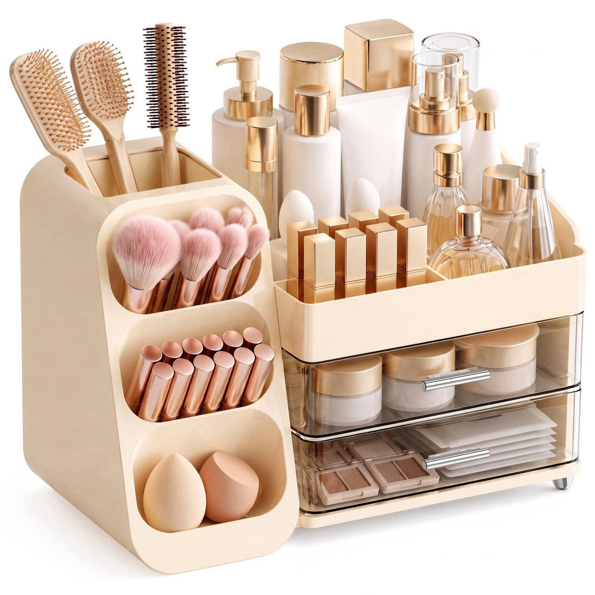 KQJS Large Makeup Organizer Countertop for Vanity Skincare Organizers Cream – Cream, Acrylic, Plastic