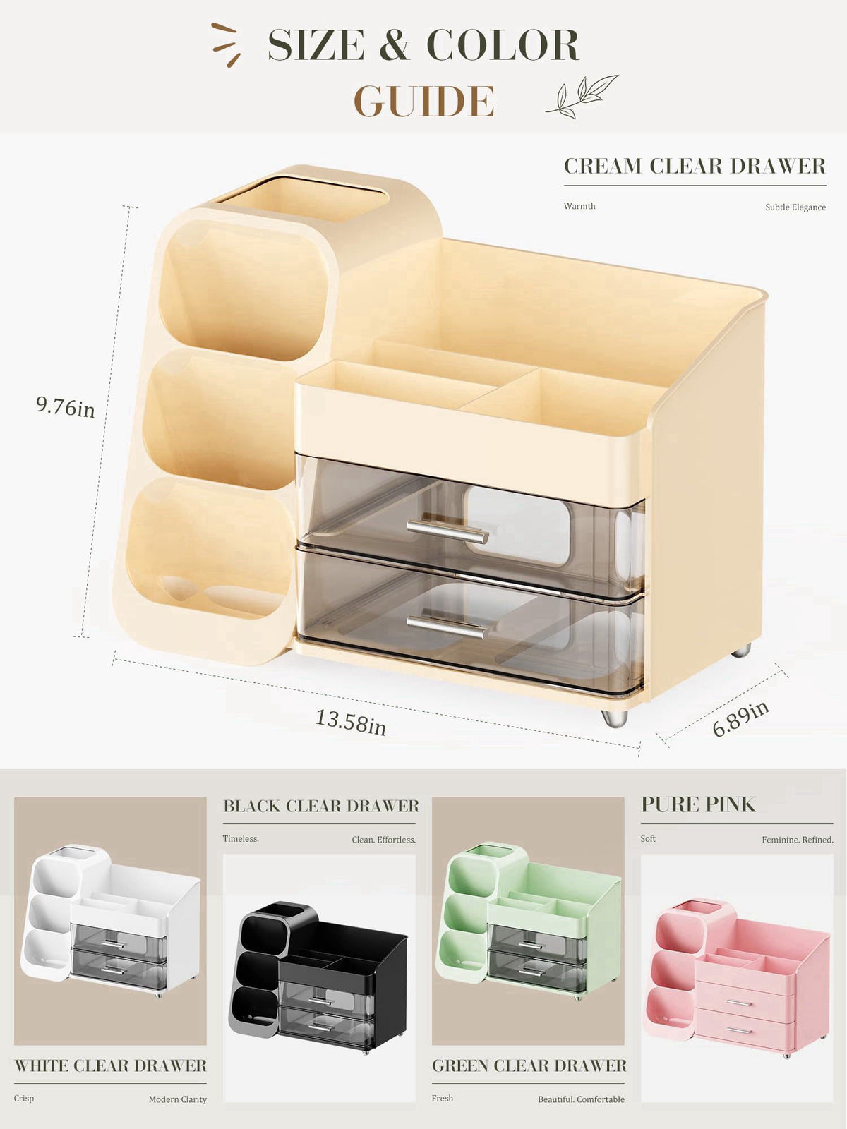 KQJS Large Makeup Organizer Countertop for Vanity Skincare Organizers Cream – packaging and label