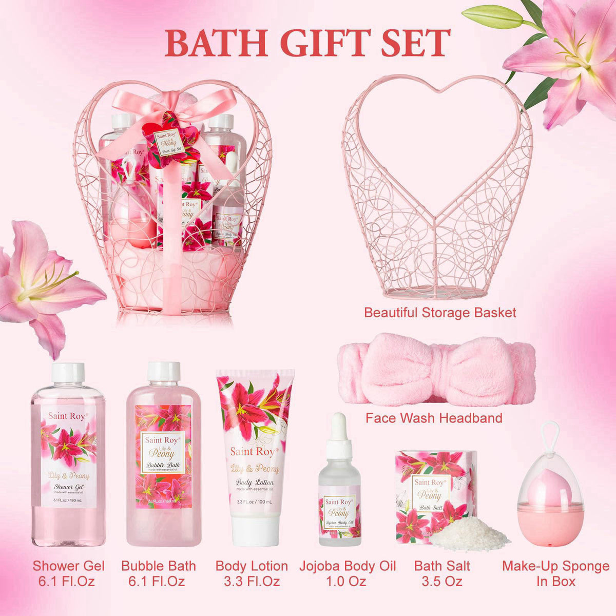 Saint Roy Spa Gift Basket Gifts for Mom Gifts Basket Christmas Gift for Women Spa Set – close-up detail