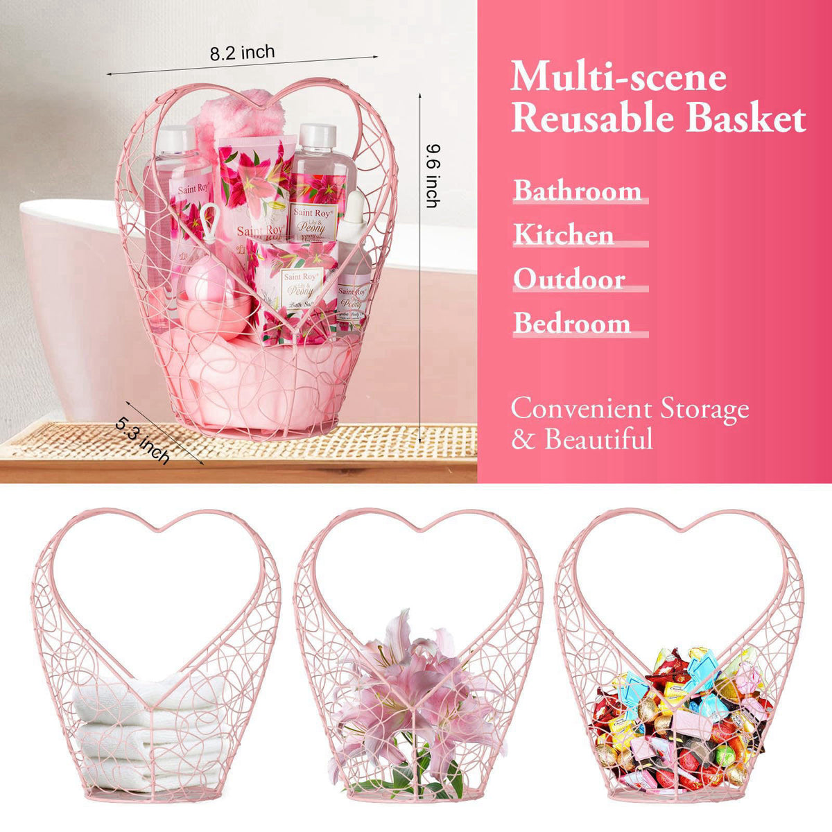 Saint Roy Spa Gift Basket Gifts for Mom Gifts Basket Christmas Gift for Women Spa Set – full view