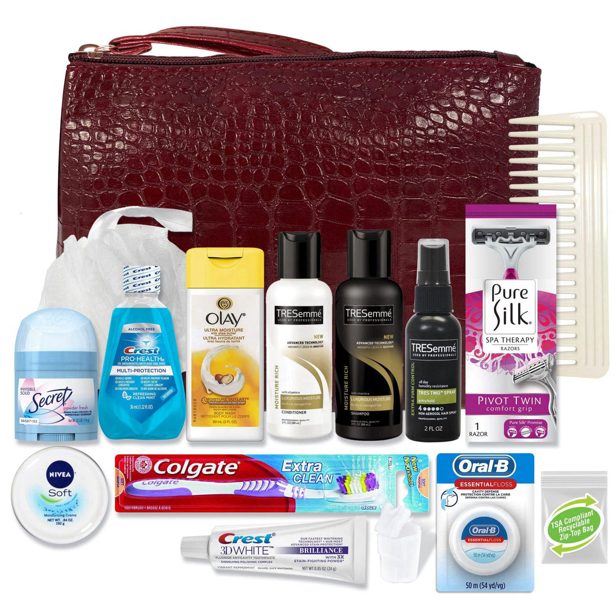 Convenience Kits International Women's Premium 16 PC Travel Kit – Stocking Stuffer and Holiday Gift Set with Tresemme Ha