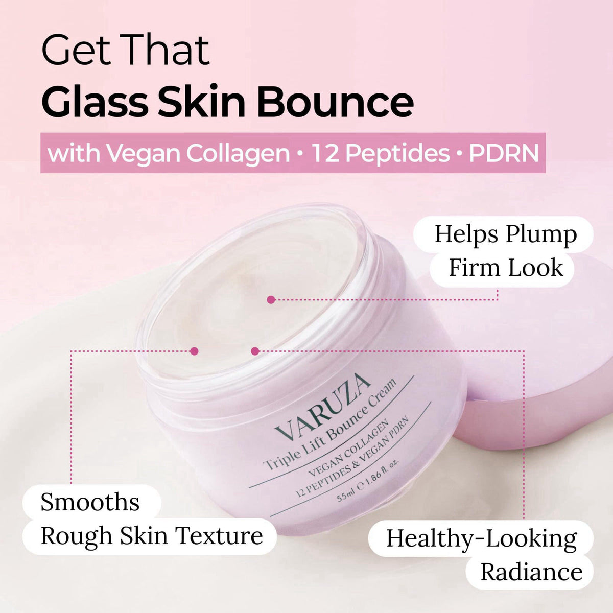 varuza Triple Lift Bounce Cream 55ml Vegan Collagen 12 Peptides Vegan PDRN 2ea – close-up detail