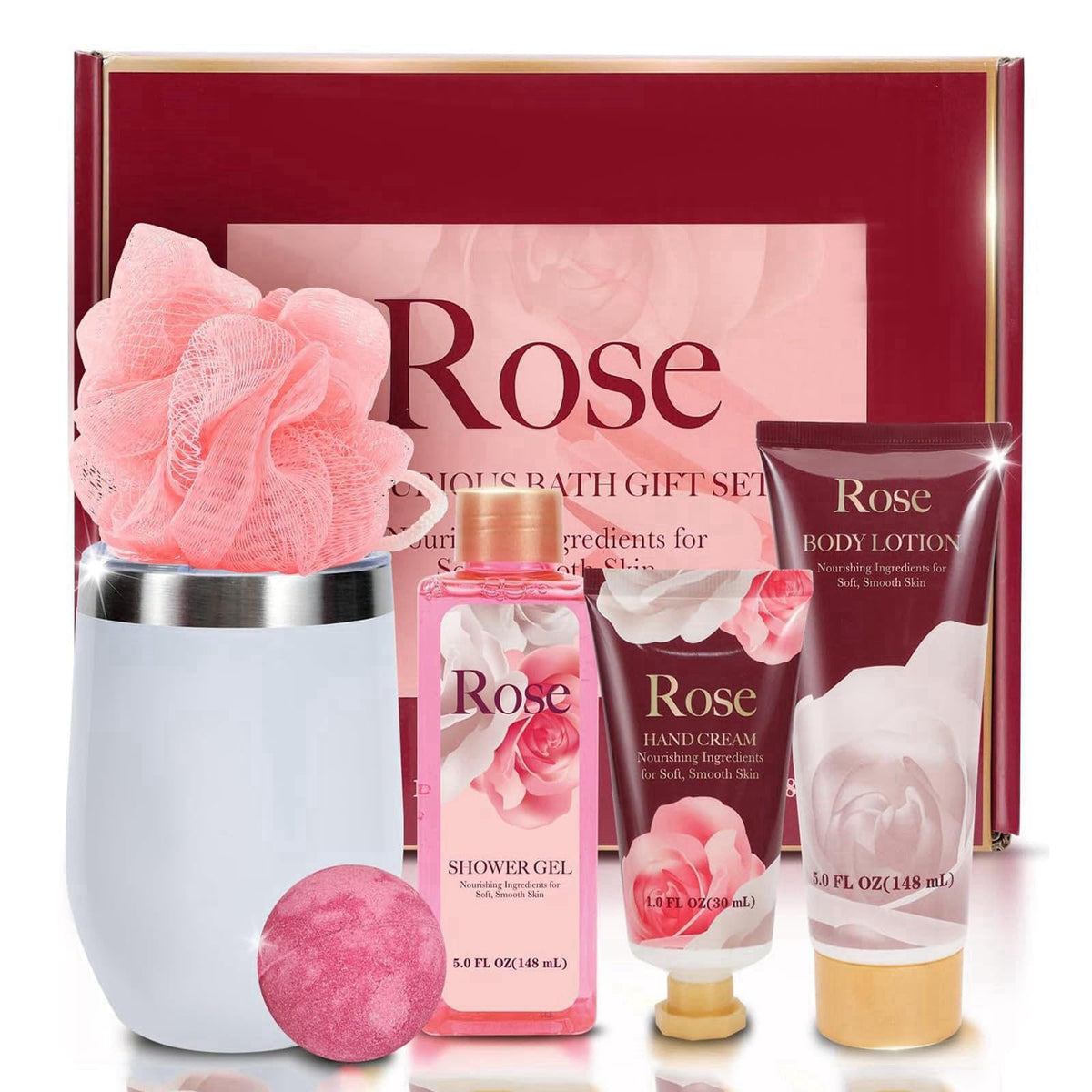 spa luxetique Spa Gifts for Women, 6pcs Rose Womens Gift Sets, Self Care Gift for Women