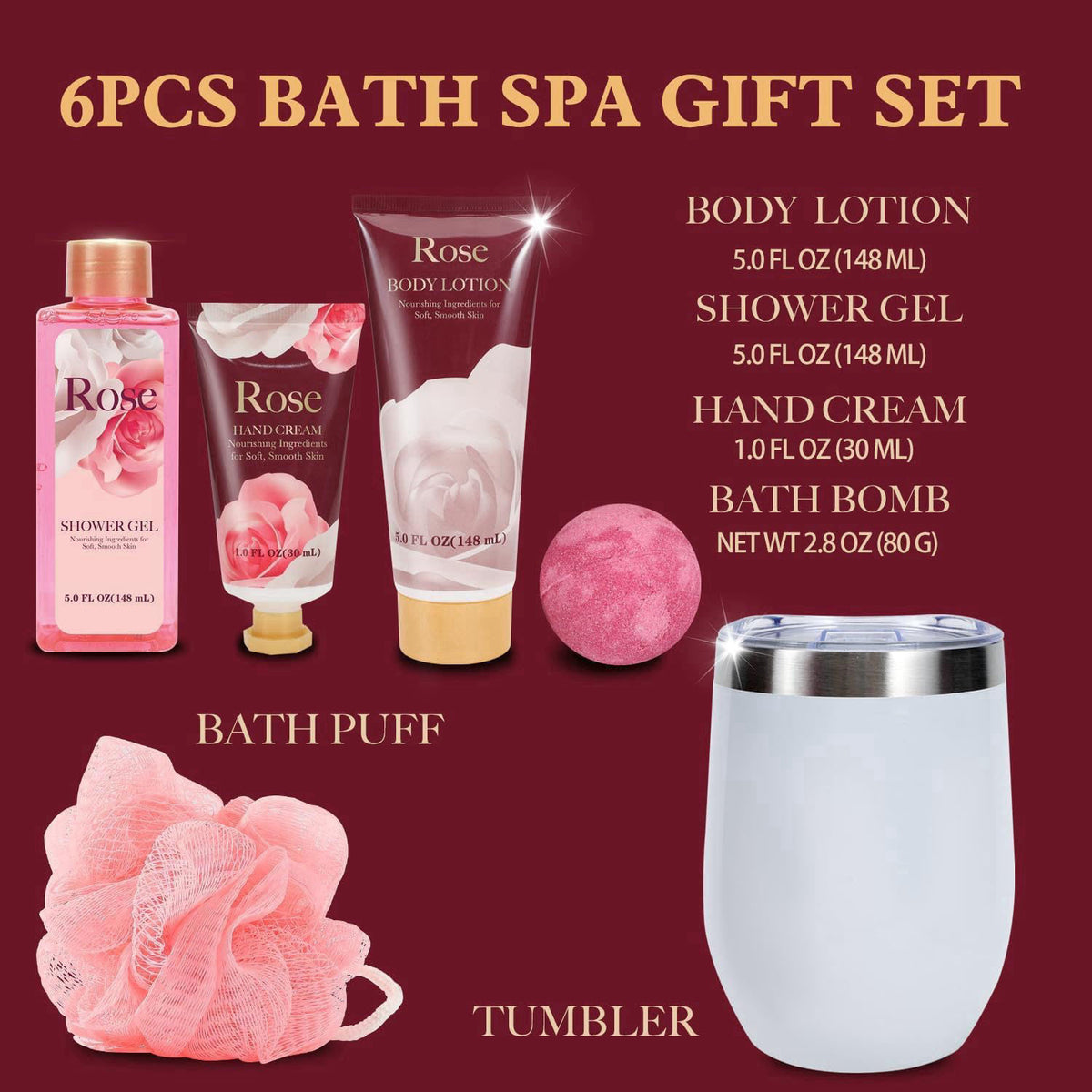 spa luxetique Spa Gifts for Women, 6pcs Rose Womens Gift Sets, Self Care Gift for Women – product photo (Sets &amp; Kits