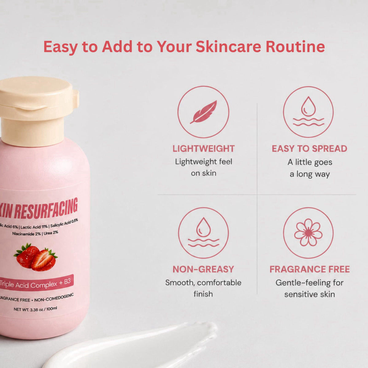klarifyScience Resurfacing Strawberry Skin Serum (Pack of 2) – back view and specifications