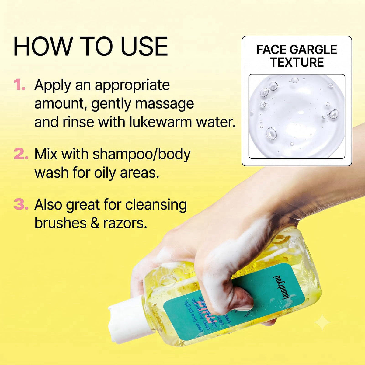 LAUNDRYOU Gel-to-Foam Facial Cleanser with PHA and Probiotic Ferment – alternate angle