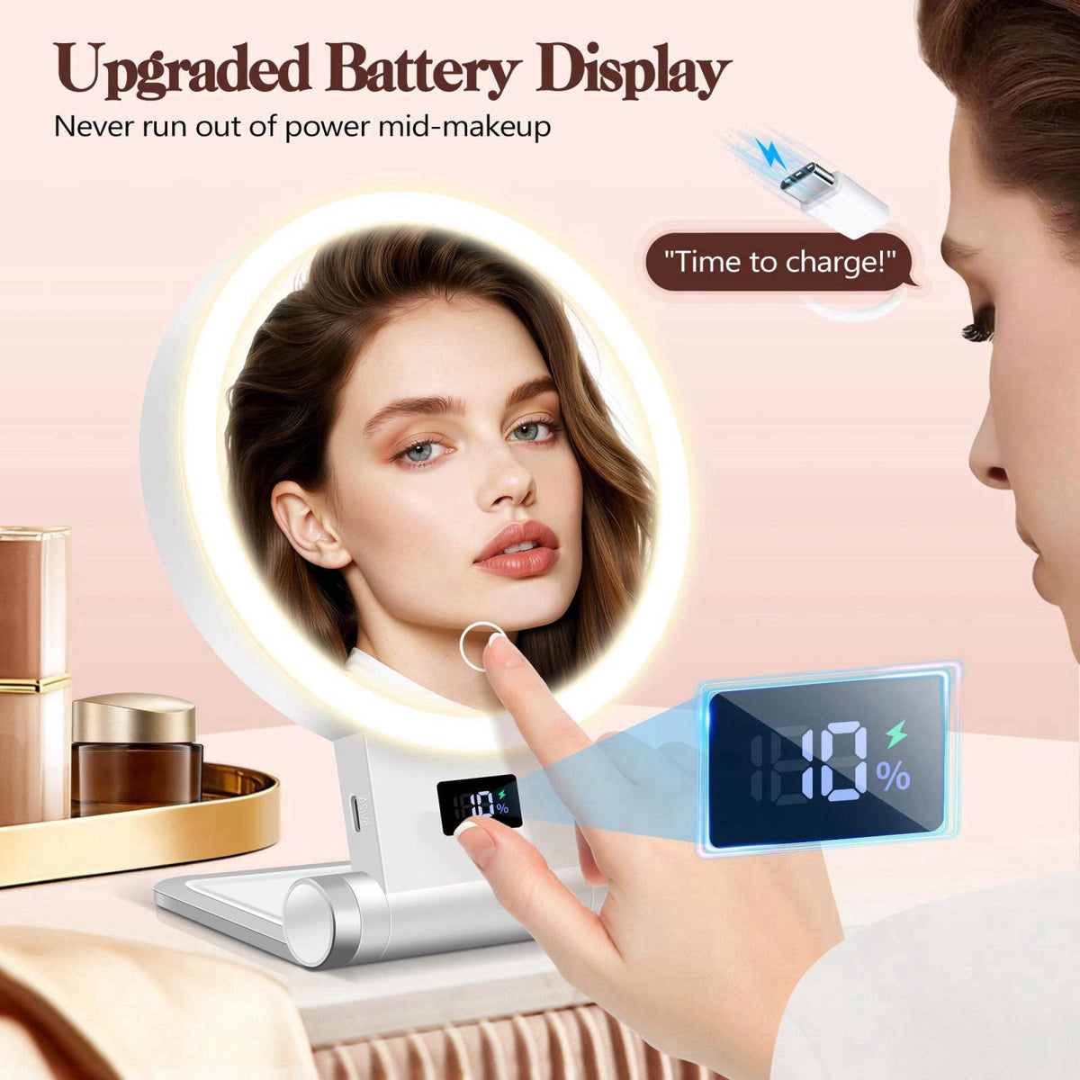 B Beauty Planet Magnifying Mirror with Light 30X, 2000mAh 1X/ 30X Magnifying Makeup Mirror with Standable Base & Tweezer