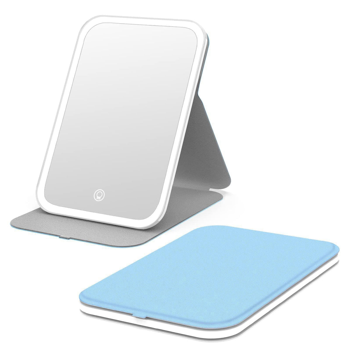Kintion Travel Makeup Mirror, Portable LED Lighted Folding Mirror (Blue) – Pink, Blue, Black, White, 8*5.4*0.55in(20.5*1