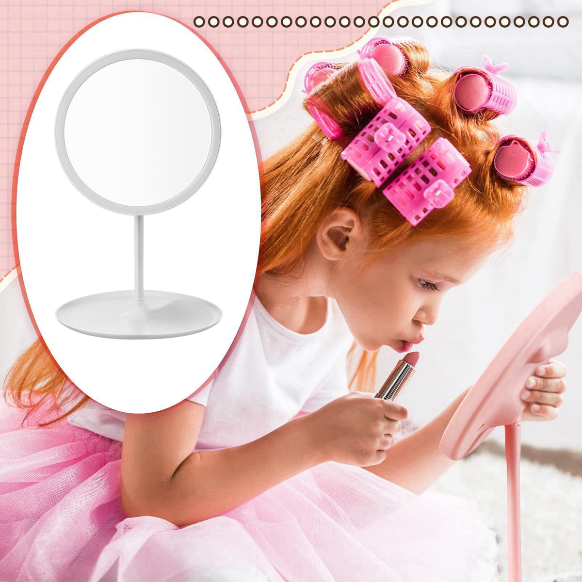 DoubleFill 6 Pcs Spa Party Mirrors Gifts Bulk Sleepover Party Favors,Pink – alternate angle