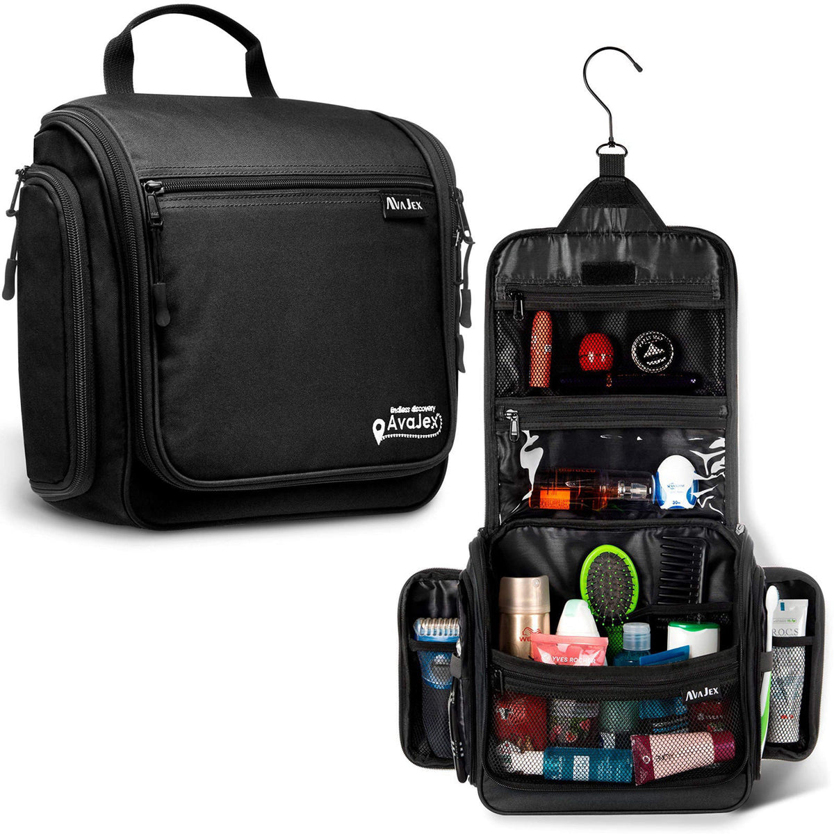 AvaJex Travel Toiletry Bag for Men - Large Dopp Kit (10.6"x10.6"x3.2") - Hanging Waterproof Mens Hygiene Org