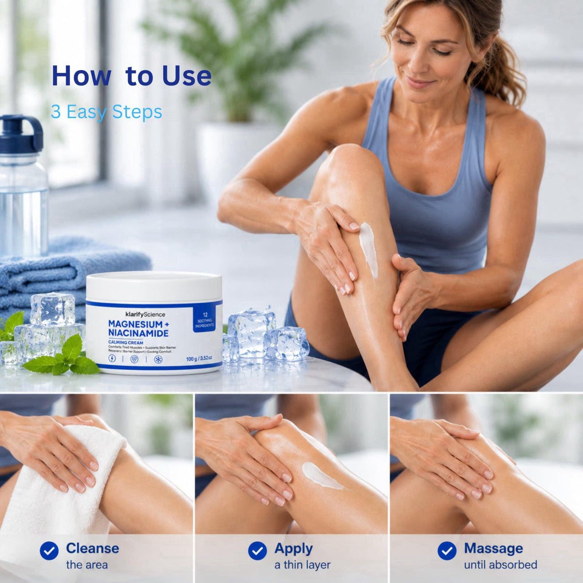 klarifyScience Magnesium Lotion for Sleep - Restless Leg Cream – alternate angle