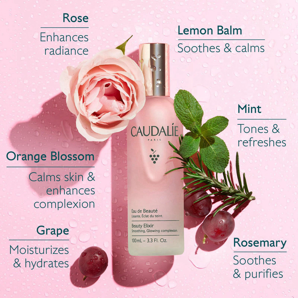 Caudalie Beauty Elixir Prep, Set Makeup, Glow Face Mist – full view