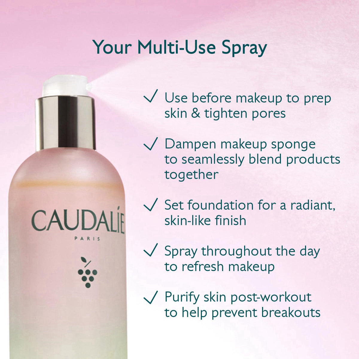 Caudalie Beauty Elixir Prep, Set Makeup, Glow Face Mist – alternate angle