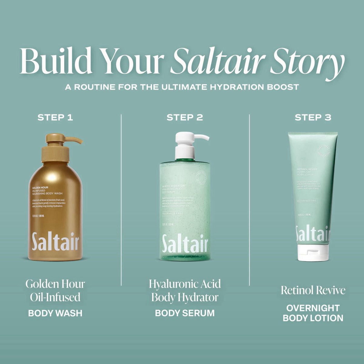 Saltair Retinol Revive Night Lotion | Firming Body Lotion | 10 oz Pump – alternate angle