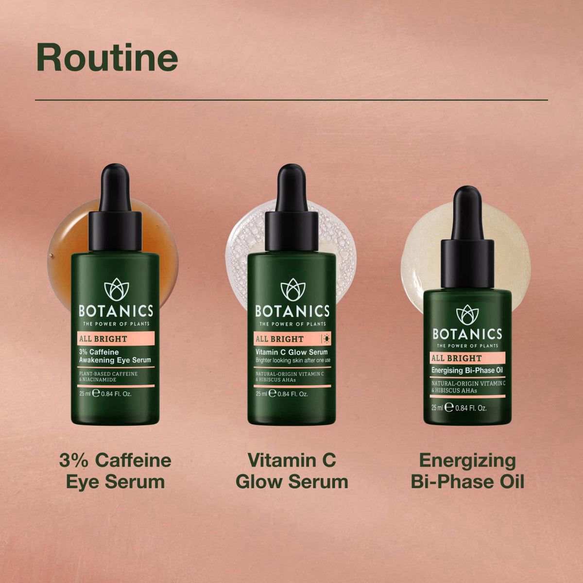 Botanics All Bright Caffeine Eye Serum & Brightener, 0.84 oz – back view and specifications